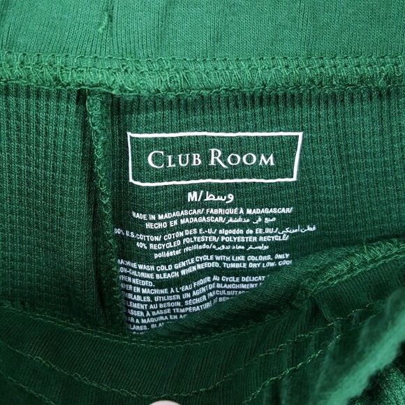 CLUB ROOM Jogger Pants Mens Medium Green Pull On Thermal Waffle Knit Comfort - Picture 3 of 8